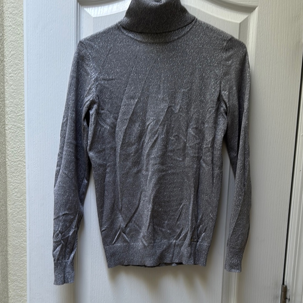 Chic Silver Turtleneck Sweater